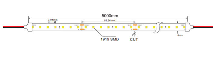   180° emitting angle led strip, smd 1919 flexible led strips  