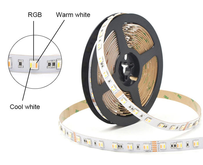 5-in-1 RGB+Dual White 5050 LED Strip, 60 LED/m, 24V DC, 5m 