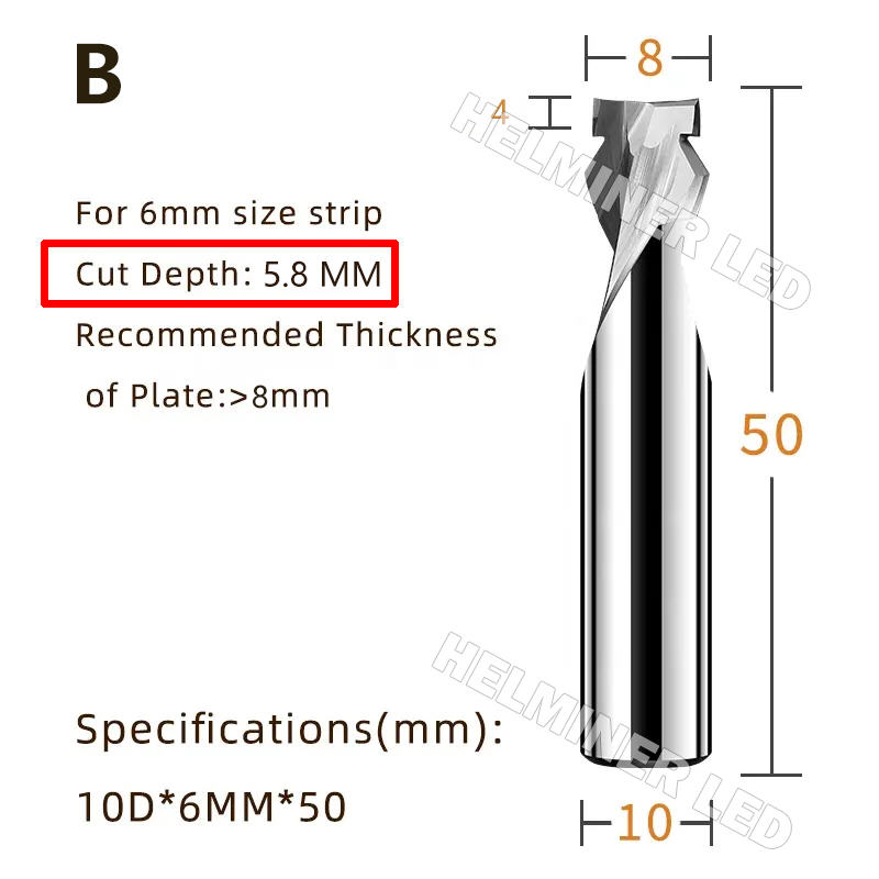  10D * 6mm * 50 mm Milling Cutter For Split Neon Flex